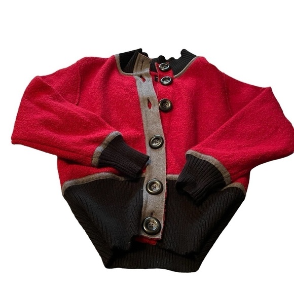 Tribal 100% Wool Sweater/Cardigan Size Medium Mock Neck-Large Buttons - Picture 1 of 10
